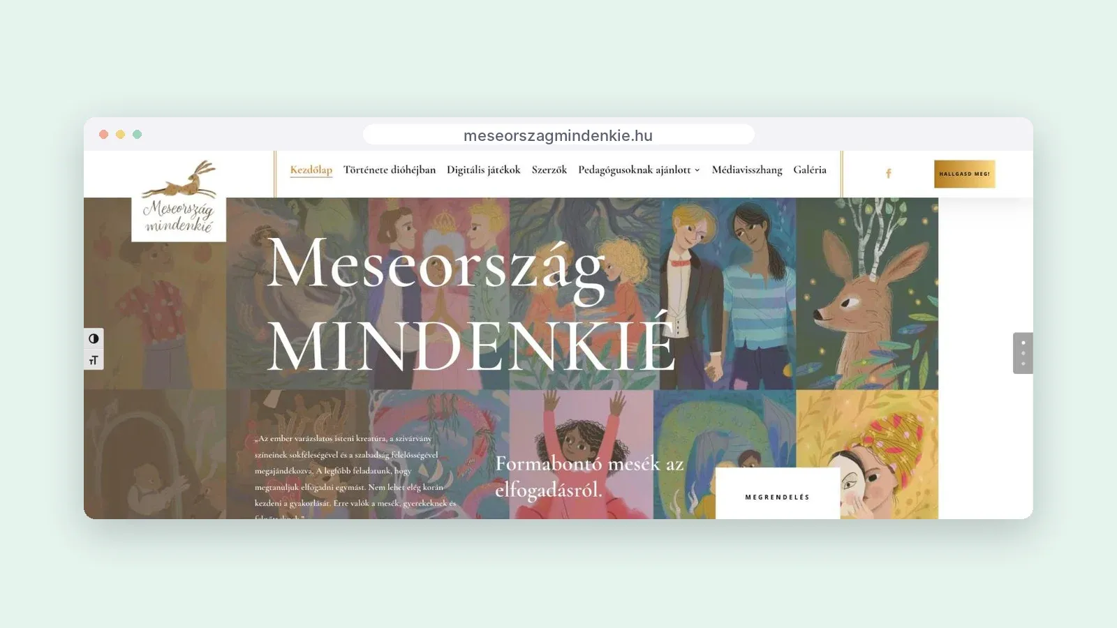 A meseorszagmindenkie.hu nyitóoldala